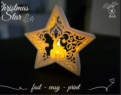 Estrella luminosa navideña con diseños calados